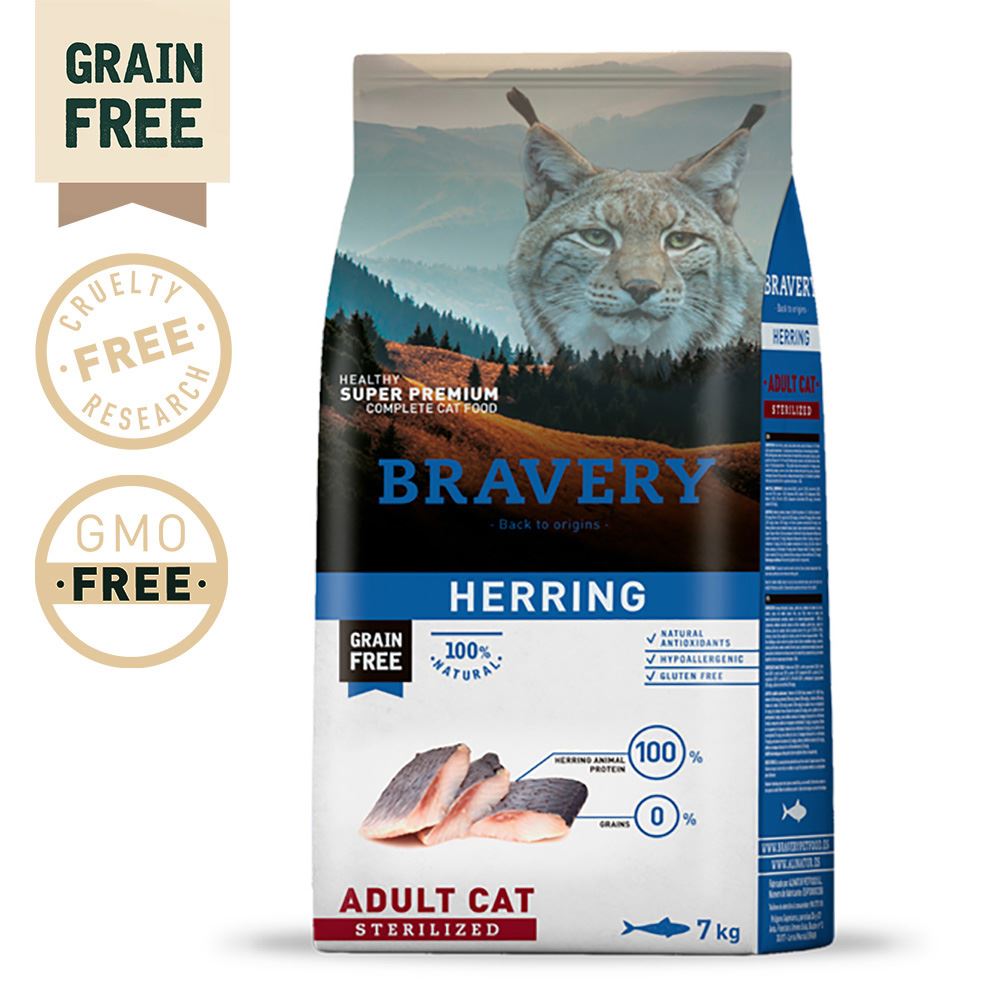 BRAVERY HERRING (ARENQUE) ADULT CAT STERILIZED (GRAIN FREE)