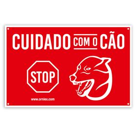 PLACA DE ALUMÍNIO "CUIDADO COM O CÃO - STOP"