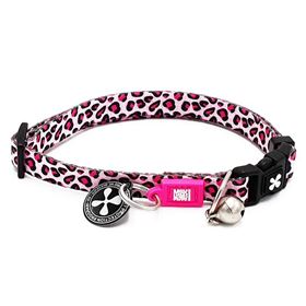 MAX & MOLLY - COLEIRA PARA GATO COM ID TAG "LEOPARD PINK"