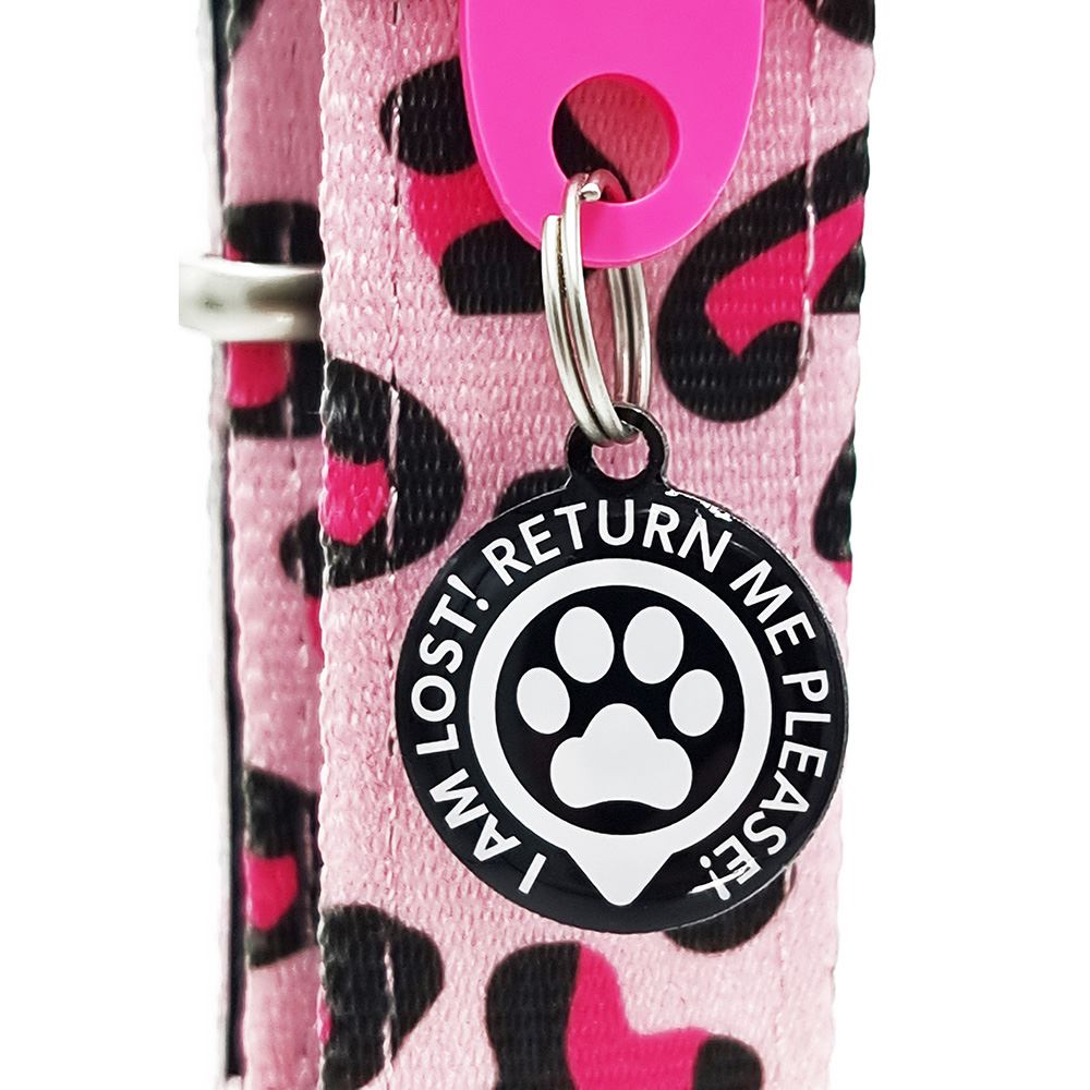 MAX & MOLLY - COLEIRA COM ID TAG "LEOPARD PINK"