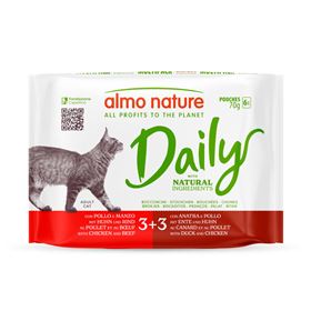 "ALMO NATURE" CAT DAILY - FRANGO E CARNE + FRANGO E PATO (6 UNIDADES)