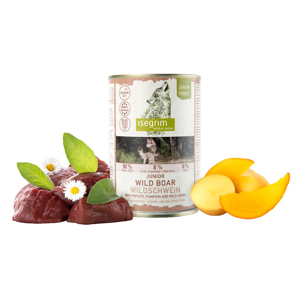 "ISEGRIM" JUNIOR - JAVALI COM BATATA, ABÓBORA E ERVAS (6 UNID.)