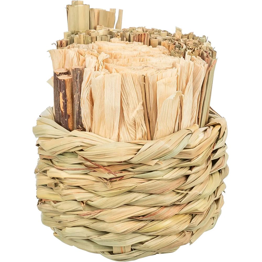 CESTA DE FENO C/ FOLHAS E PEDAÇOS MADEIRA